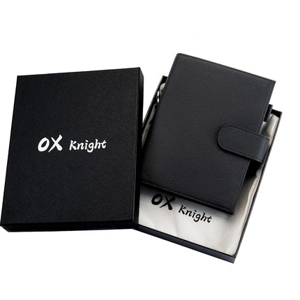 Ox Knight B6 Leather Planner Cover for Stalogy, Midori, Leuchtturm1917, and More - with Pen Loop, Card Slots, Back Pocket, and Bookmarks (Beige)