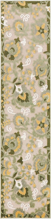 Nourison Aloha Indoor/Outdoor Ivory Green 2'3" x 8' Area Rug, Easy Cleaning, Non-Shedding, Bed Room, Living Room, Dining Room, Backyard, Patio, Deck (2x8)