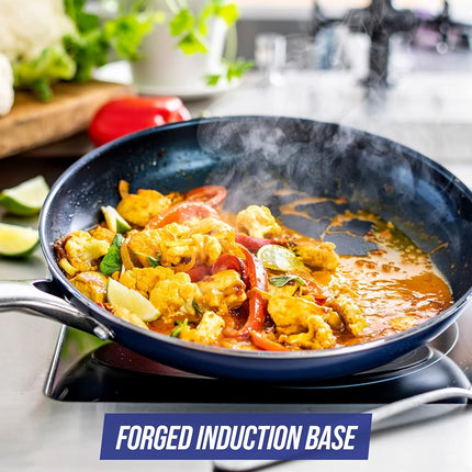 Blue Diamond Cookware Diamond Infused Ceramic Nonstick 12" Frying Pan Skillet PFAS-Free Dishwasher Safe Oven Safe Blue