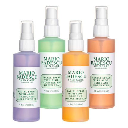 Mario Badescu Facial Spray Collection (Pack of 4) - Aloe, Cucumber, Green Tea, Herbs, Rosewater, Chamomile, Lavender, Sage and Orange Blossom - 400ml