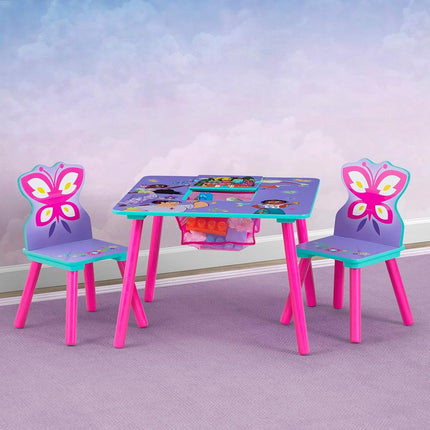 Juego de mesa y sillas infantiles Disney Encanto con almacenamiento (2 sillas incluidas) de Delta Children - Ideal para manualidades, la merienda, la educación en casa, los deberes y más - Certificado Greenguard Gold, morado