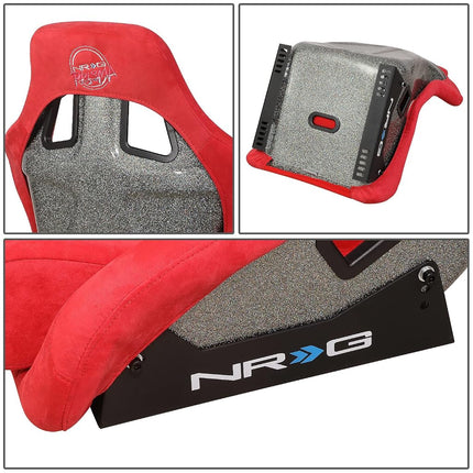 NRG Innovations NRG-FRP-302RDL-ULTRA Prisma Fixed Back Bucket Racing Seat W/Bottom Mount, Washed Up Light Red Seat/Gold Sparkle Back