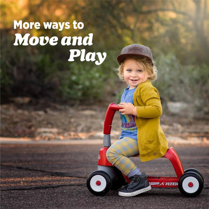 Radio Flyer Scoot 2 Scooter, Toddler Scooter or Ride On, For Ages 1-4, Red Ride On Toy