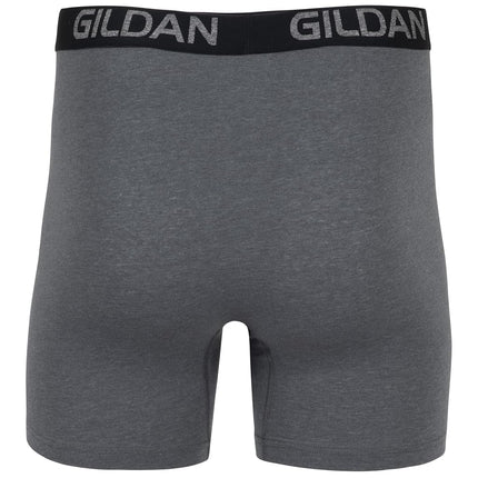 Gildan Men's Cotton Stretch Boxer Briefs, Multipack, Hthr Dark Grey/Hthr Navy/Shapes/Blue (5-Pack), 2X-Large