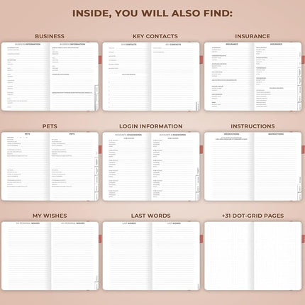 Clever Fox End of Life Planner – Final Arrangements Organizer for Beneficiary, Will Preparation, Last Wishes & Funeral Planning, A4 (Rose Gold)