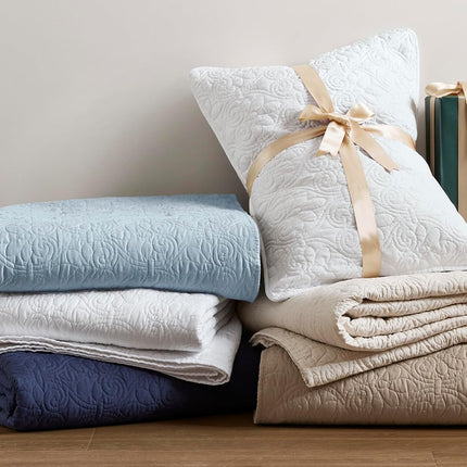 Madison Park Anti-Microbial, Cotton Filled Lightweight Coverlet Bedspread Bedding, Shams, Microfiber, Blue, Twin/Twin XL