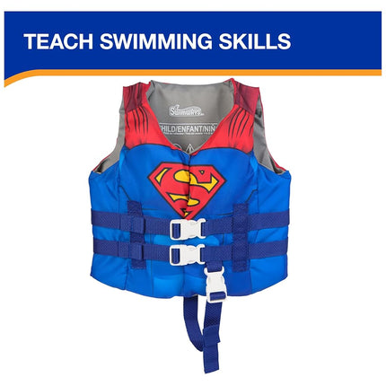 SwimWays DC Swim Training Life Jacket, US Coast Guard Approved Life Jacket, Kids Life Jacket, Pool Floats and Vests