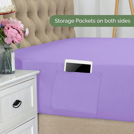 Elegant Comfort 1500 Premium Hotel Quality 18-21 Inches Deep - Extra Deep Pocket Single Fitted Sheet for High Mattress, Luxury and Softest, Smart Pocket - Wrinkle Free, Queen, Lilac