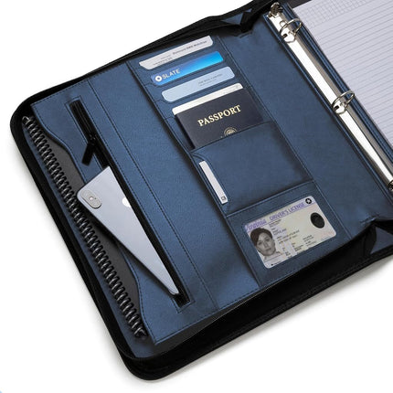 Forevermore Portfolios Padfolio Binder - Professional Faux Leather Travel Organizer Pouch for Tablet, Documents, Presentation Folders, Business Cards - Zipper Closure with Notepad - Brown