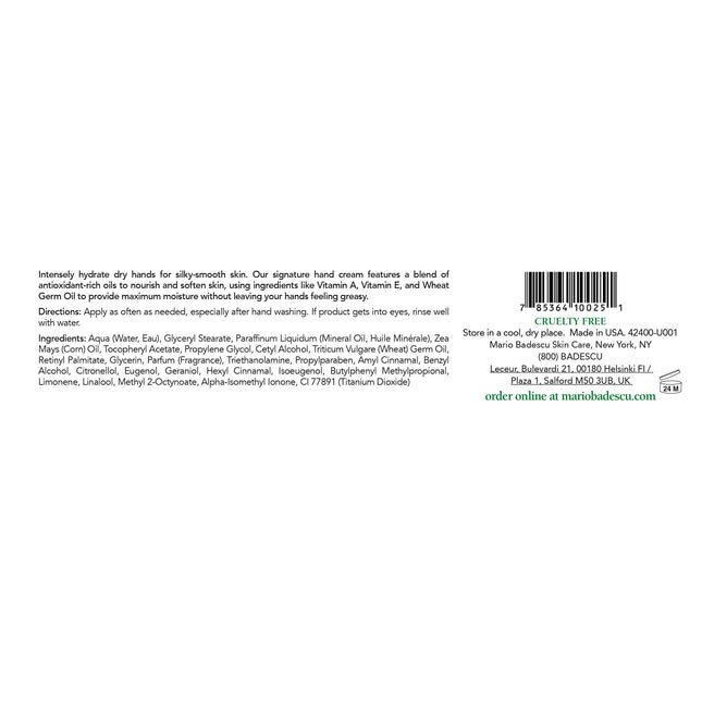 Mario Badescu Crème Spéciale Mains à la Vitamine E - Grand Format 240ml