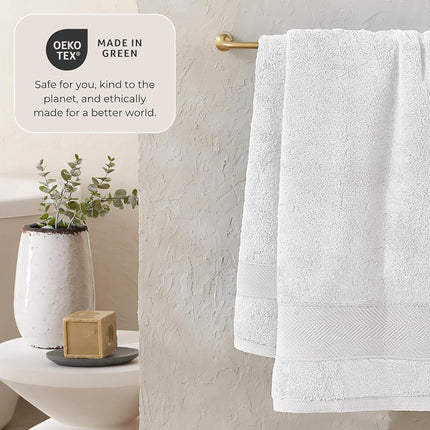 Natureva Bamboo Bath Towels, Set of 6 | Super Absorbent, Quick Dry, Extra Plush | Bamboo Viscose & Zero-Twist Cotton | Thick & Soft Blend | 700 GSM Luxury Shower Bathroom Towel | Colour Chalk
