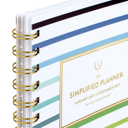 AT-A-GLANCE 2027 Planner, Simplified by Emily Ley, Weekly & Monthly, 5.5" x 8.5", Happy Stripe (EL57-200-27)
