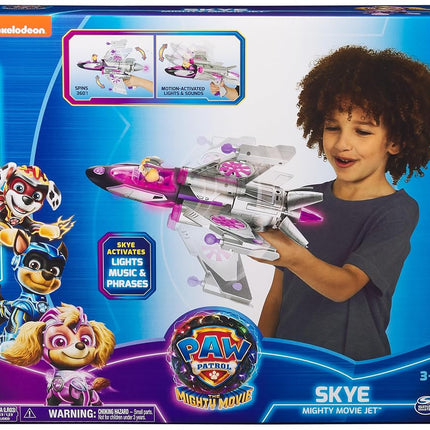 Paw Patrol: The Mighty Movie, Transforming Rescue Jet with Skye Mighty Pups Action Figure, Lights and Sounds, Kids� Toys for Boys and Girls 3+