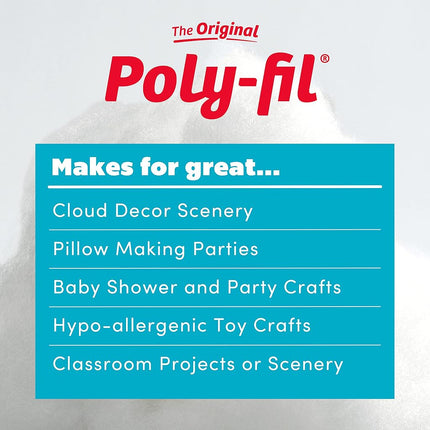 Fairfield The Original Poly-Fil, Premium Polyester Fiber Fill, Soft Pillow Stuffing, Stuffing for Stuffed Animals, Toys, Cloud Decorations, and More, Machine-Washable Poly-Fil Fiber Fill, 32-ounce Bag