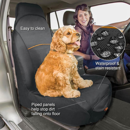 Kurgo Rover Bucket Seat Cover - Waterproof Dog Backseat Cover - Adjustable Strap Seat Cover - Scratch Resistant Protector - Front Seat Guard - Large Storage Pocket