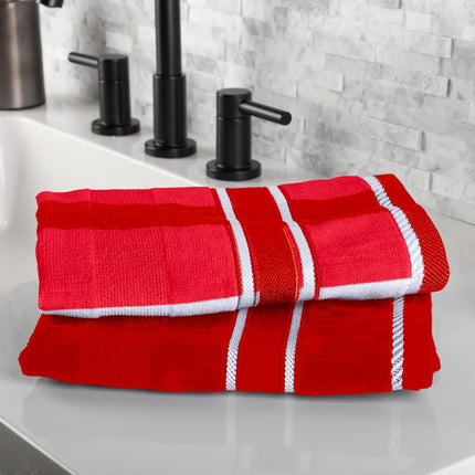 Lavish Home Red 100% Cotton Oakville Velour 6 Piece Towel Set