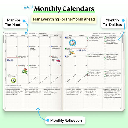 Purpose Planner Undated Monthly Weekly Daily Productivity Journal 2019-2020 - Optimized Life, Goal Setting & Business Tool for Academic Student, Professionals, Moms - Leather Day Organizer Notebook