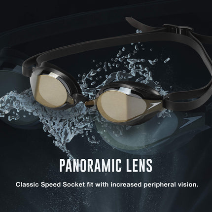 Gafas de natación Speedo Unisex-Adulto Speed Socket 2.0, Negro/Plateado Espejado