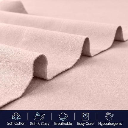 Elegant Comfort Soft 4-Piece 100% Turkish Cotton Flannel Sheet Set - Premium Quality, Deep Pocket Fitted Sheet, Ultra Soft, Cozy Warm Flannel Sheets - King, Dusty Rose
