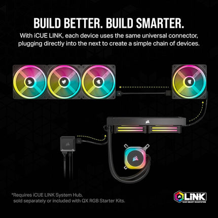 Corsair iCUE LINK QX140 RGB 140mm Magnetic Dome RGB Single Fan - Black