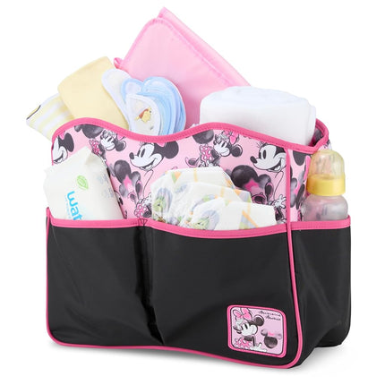Disney Baby Multi-functional Travel Tote Diaper Bag with Changing Pad, Minnie Black Pink, Large, Disney Baby Multi-functional Travel Tote Diaper Bag With Changing Pad