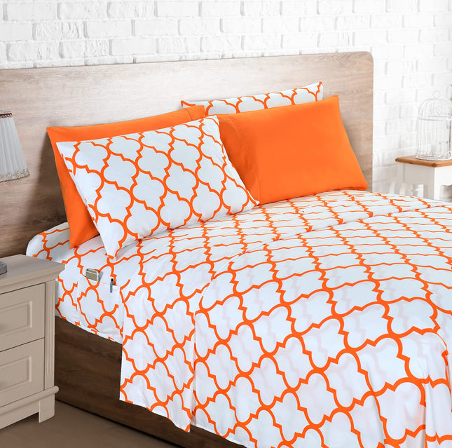 Elegant Comfort 4-Piece Moroccan Trellis Print She