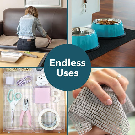 Forro para estantes EasyLiner Select Grip - Fácil de instalar y cortar a medida - Antideslizante, no adhesivo, forro para cajones, estantes y gabinetes de cocina, baño y despensa - 30 cm x 3 m - Gris - 6 rollos