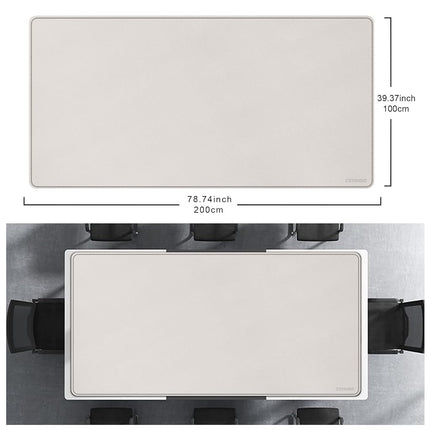 CENNBIE Leather Desk Mat, 200 x 100cm Extra Large Desk Pad Blotter Protector, Extended Non-Slip Table Pad, Waterproof PU Leather Desk Mat on top of desks Large for Office and Home (Cream)
