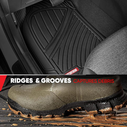 Motor Trend 3 Rows FlexTough Series Rubber Floor Mats & Liners for Car SUV Van- Heavy Duty Full Interior - Black