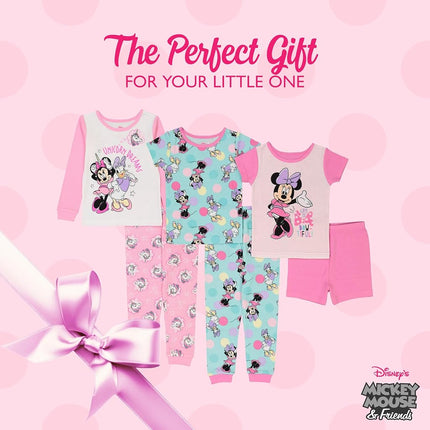 Disney Girls' Frozen Minnie Princess 6-Piece Snug Fit Cotton Pajamas, Unicorn Dreams, 3T