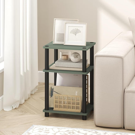 Furinno JUST Side Table, 3-Tier End Table, Open Shelves Night Stand, Bedside Table, Toolless Assembly, for Living Room, Bedroom, Sage Green