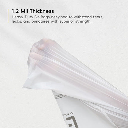 EKO Easy-Dispense Roll 100 Count Extra-Strong Drawstring Kitchen Trash Bags – 8 Gallon Garbage Bags (30.3L) 100 pack, Code F-1