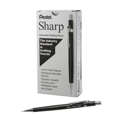 Pentel Sharp Mechanical Pencil, (0.5mm), Metallic Graphite Barrel, Box of 12 (P205MN)