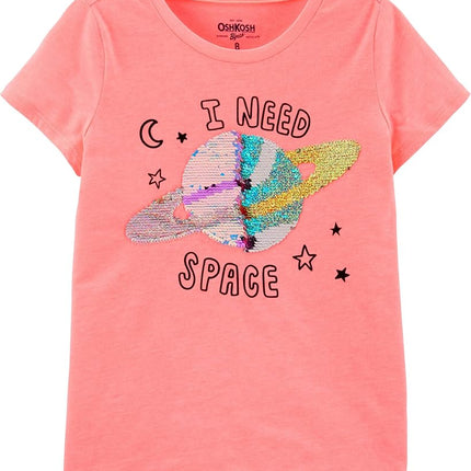 OshKosh B'Gosh Niñas Pequeñas Camiseta con Lentejuelas Reversibles, Fiebre Neon de la Isla, 6-6X