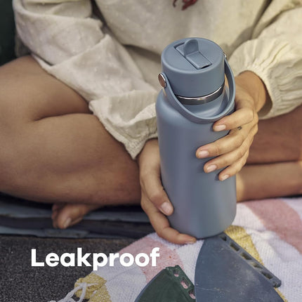 Hydro Flask Water Bottle - Insulated Stainless Steel - Wide Mouth Flex Straw Lid, Non Spill, Leakproof and Refillable in 32 Oz Glitch Black