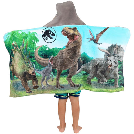 Serviette de bain et de plage en éponge de coton doux avec capuche Franco pour enfants, 61 cm x 127 cm, Jurassic World