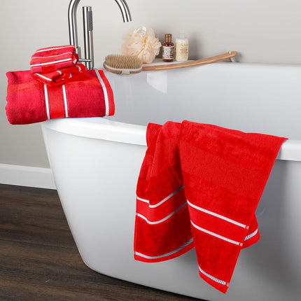 Lavish Home Red 100% Cotton Oakville Velour 6 Piece Towel Set