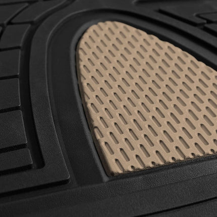 Automotive Floor Mats Beige Universal Fit Heavy Duty Rubber fits Most Cars, SUVs, and Trucks, Full Set Trim to Fit FH Group F11311BEIGE