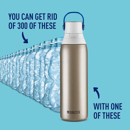 Botella de agua filtrada Brita con aislamiento y pajita, reutilizable, plástico sin BPA, Sea Glass, 768 ml