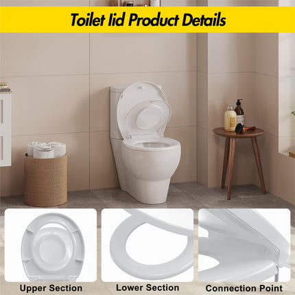 Round Toilet Seat with Toddler Seat – PP Quick Release Potty Training Toilet Seat Cover, White 2-in-1 Design for Children & Adult Toilets