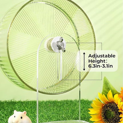 Super-Silent Hamster Exercise Wheel: Silent Spin Toys Hamster Running Wheels with Height Adjustable Stand for Hamsters Gerbils Mice Or Other Small Animals -8.5inch Yellow