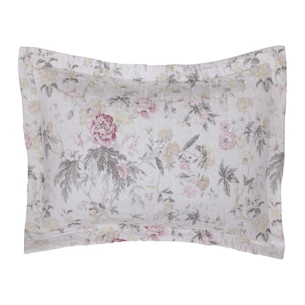 Laura Ashley 100% Cotton, Reversible, Lightweight & Breathable Bedding, Pre-Washed for Added Softness, Pink/Grey, Queen