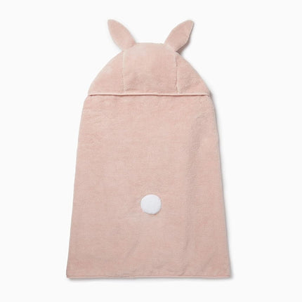 MORI Cotton Bunny Hooded Baby Bath Towel 100x88cm, Blush Pink