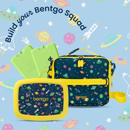 Bentgo® Kids Prints Leak-Proof, 5-Compartment Bento-Style Kids Lunch Box - Ideal Portion Sizes for Ages 3-7, Durable, Drop-Proof, Dishwasher Safe, & Made with BPA-Free Materials (Space)
