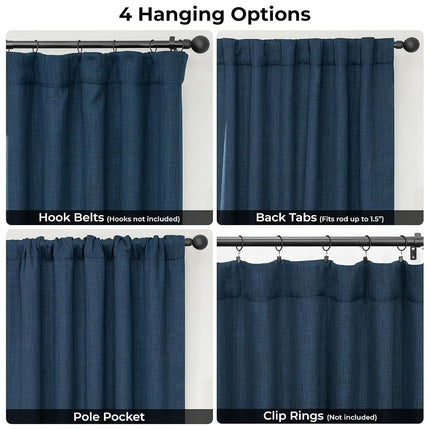 HPD Half Price Drapes Faux Linen Textured Room Darkening Curtains for Bedroom 108 Inches Long (1 Panel), 100W X 108L Extra Wide Curtains for Living Room Home Decor, Nightfall Navy