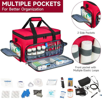 LEFOR·Z Medical Bag, Empty First Aid Storage Tote with Detachable Divider, Medical Supplies Bag for Nursing Student, Therapist, Doctors