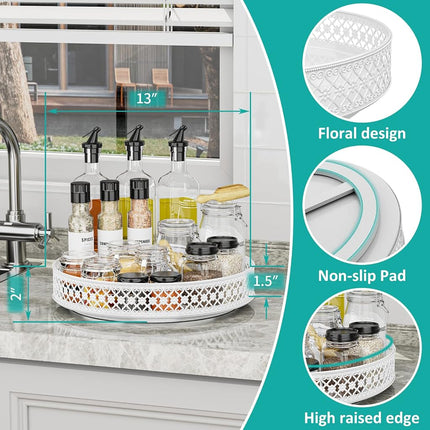 13 inch Lazy Susan Turntable - Metal Spice Organizer for Cabinet Table Top