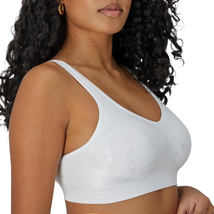 Bali Women's Comfort Revolution Wireless, ComfortFlex Fit Full-Coverage Wirefree Bra, Opaque, White Pattern Dot, 3X-Large