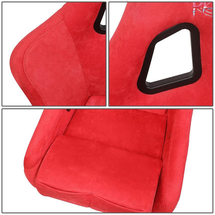 NRG Innovations NRG-FRP-302RDL-ULTRA Prisma Fixed Back Bucket Racing Seat W/Bottom Mount, Washed Up Light Red Seat/Gold Sparkle Back