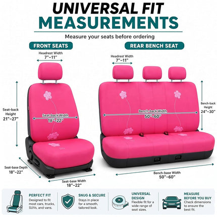 FH GROUP Car Seat Covers, Full Set, Pink